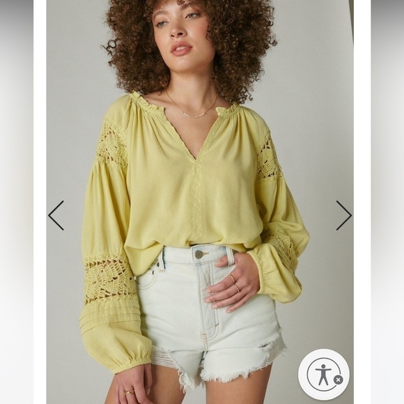 Lucky Brand Crochet Peasant Blouse - Picture 2 of 9